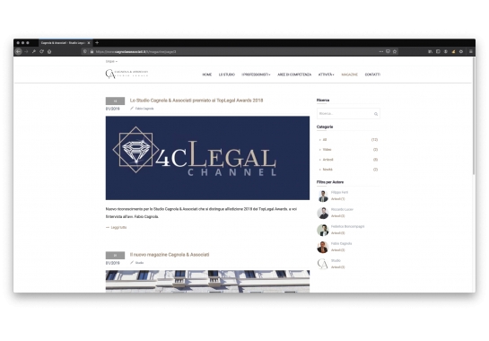 Progetto realizzato per Studio Legale Cagnola & Associati da Ermes Digital, Sudio grafico, web e seo Milano