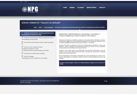 Progetto realizzato per NPG da Ermes Digital, Sudio grafico, web e seo Milano