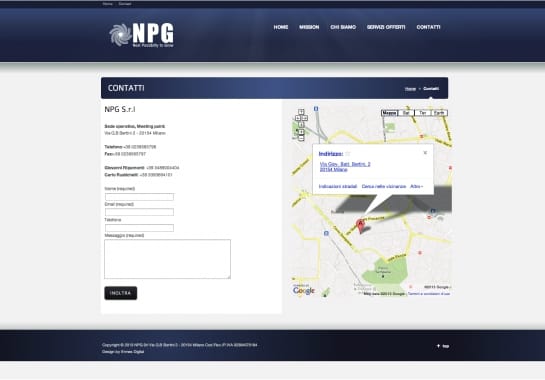 Progetto realizzato per NPG da Ermes Digital, Sudio grafico, web e seo Milano