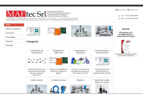 Progetto realizzato per MAFTEC da Ermes Digital, Sudio grafico, web e seo Milano